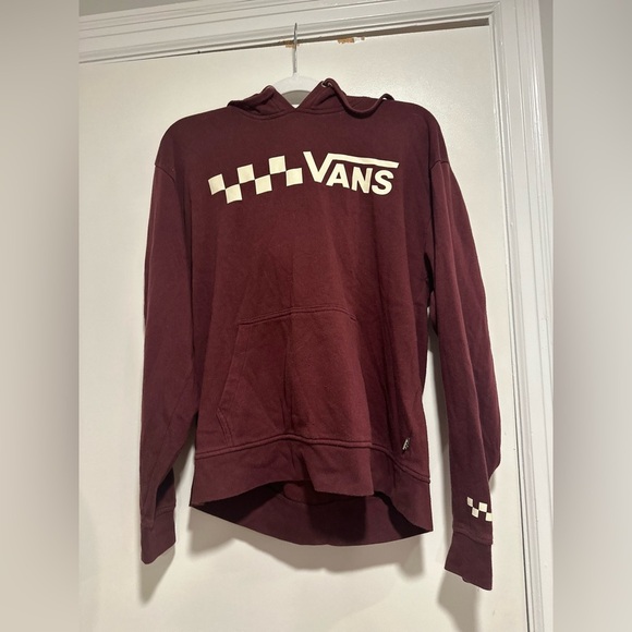 Vans Off The Wall Mens Sz: L Hoodie Sweatshirt Pullover Red Maroon Logo Checker. - Picture 1 of 8
